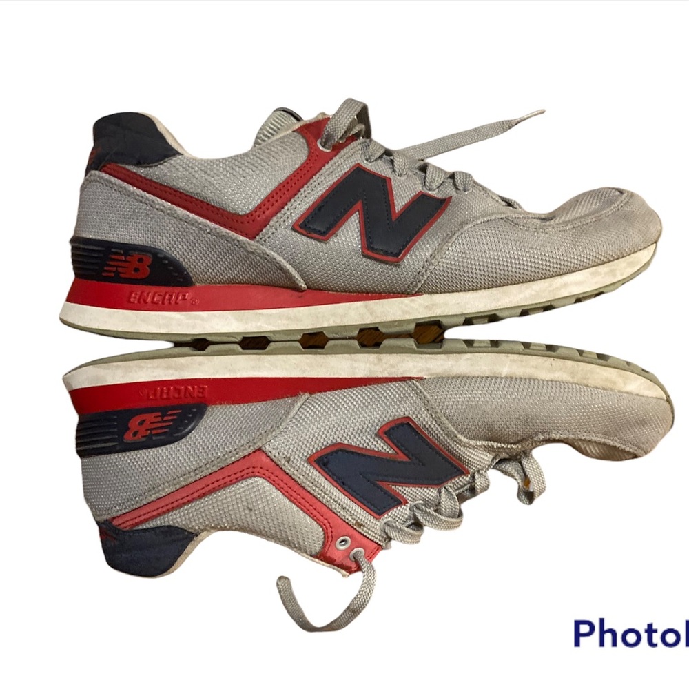 New Balance 574 Size 10 Gray Red Blue